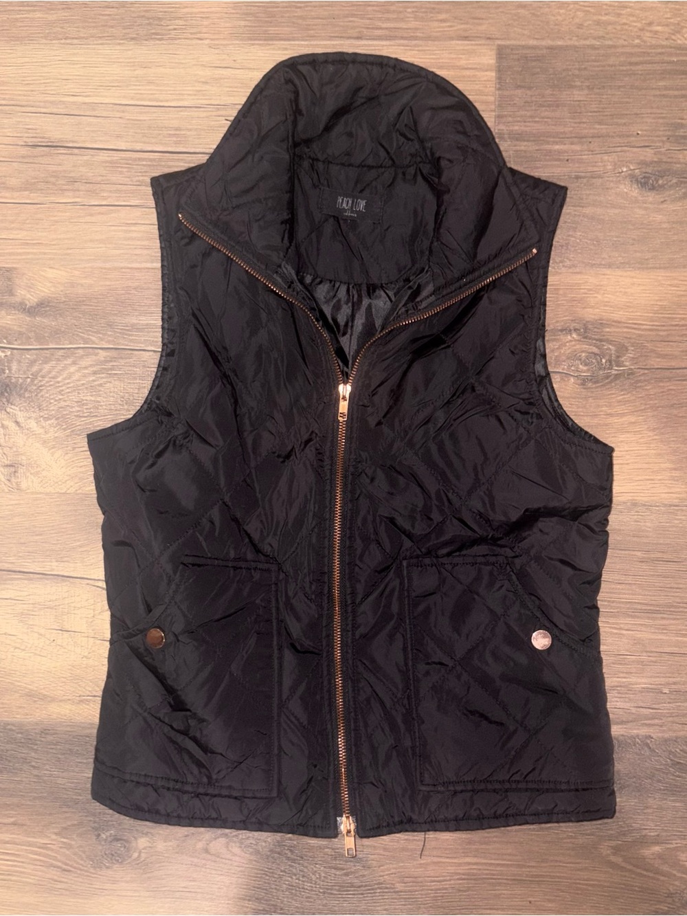 Peach Love California Black Quilted Vest